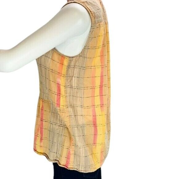 Anthropologie | Holding Horses Pleated Faye Tank Blouse Peplum Orange Size 4 - Picture 7 of 10